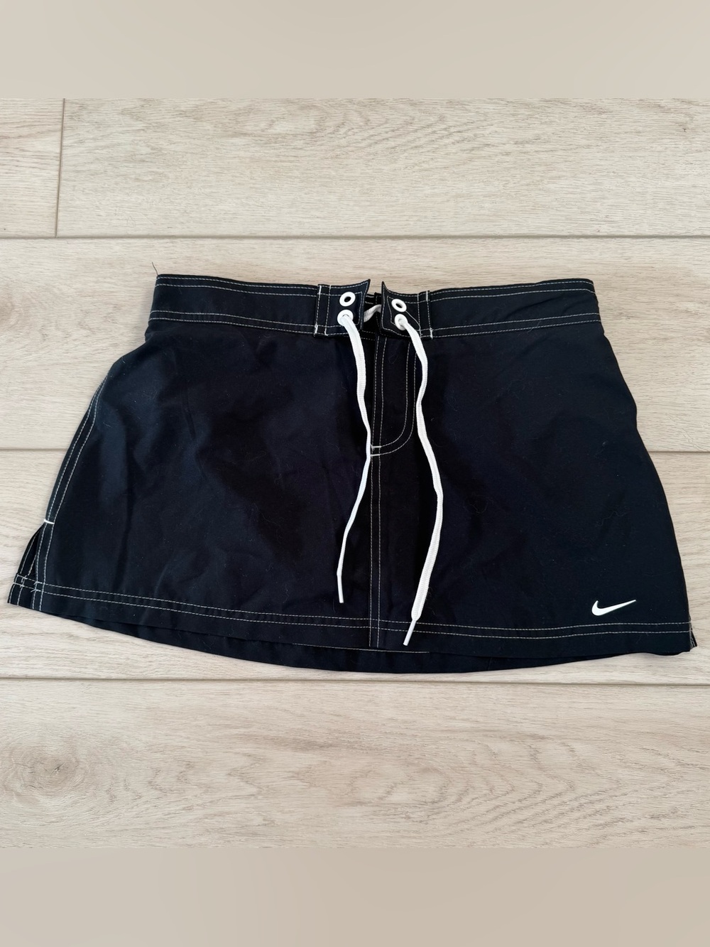 NWT Nike Black Mini Swim Board Skirt Contrast Stitch Y2K